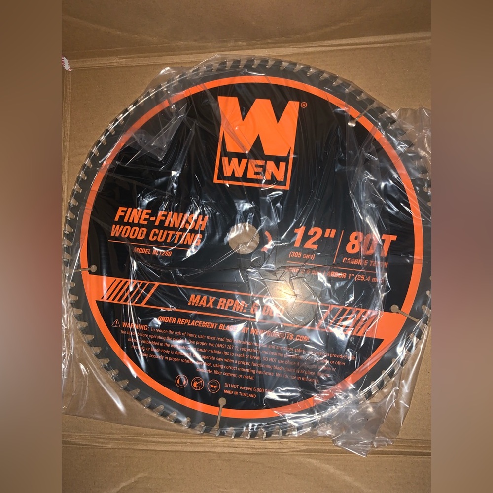 Wen 12” table saw blade NWT BL1280 carbide-tipped Fine Finish Wood Cutting 80t